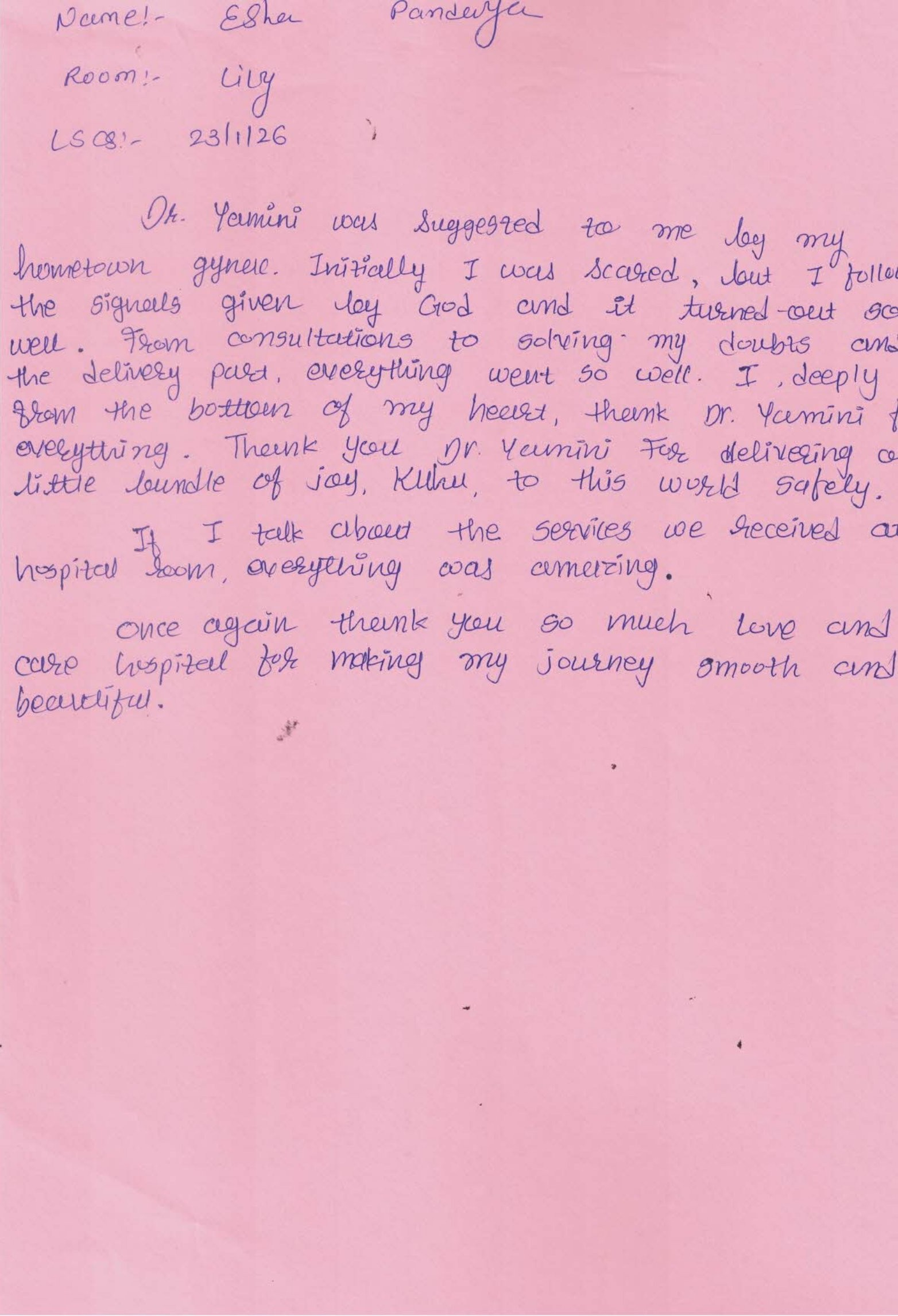 Patient Thank You Letter