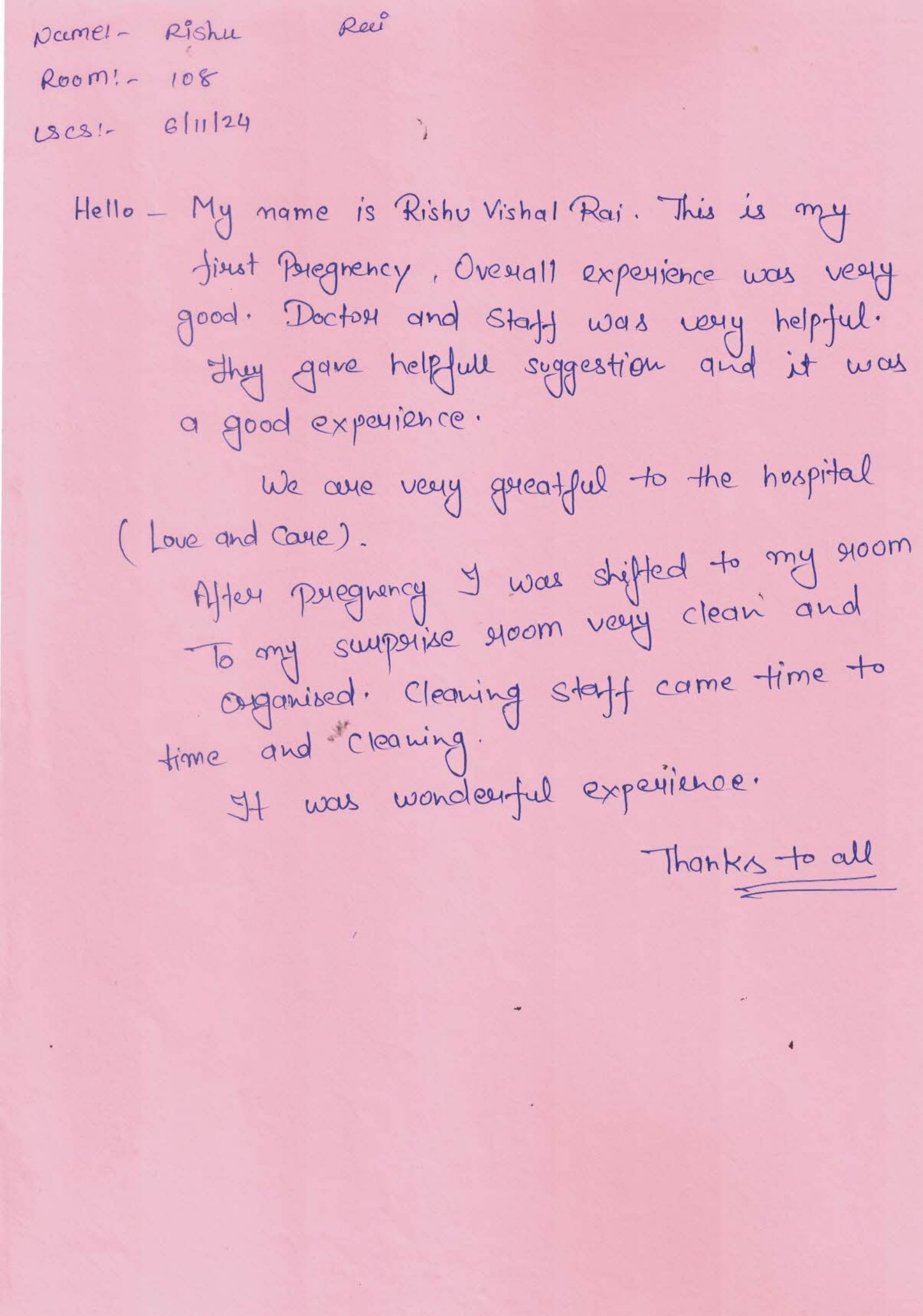 Patient Thank You Letter
