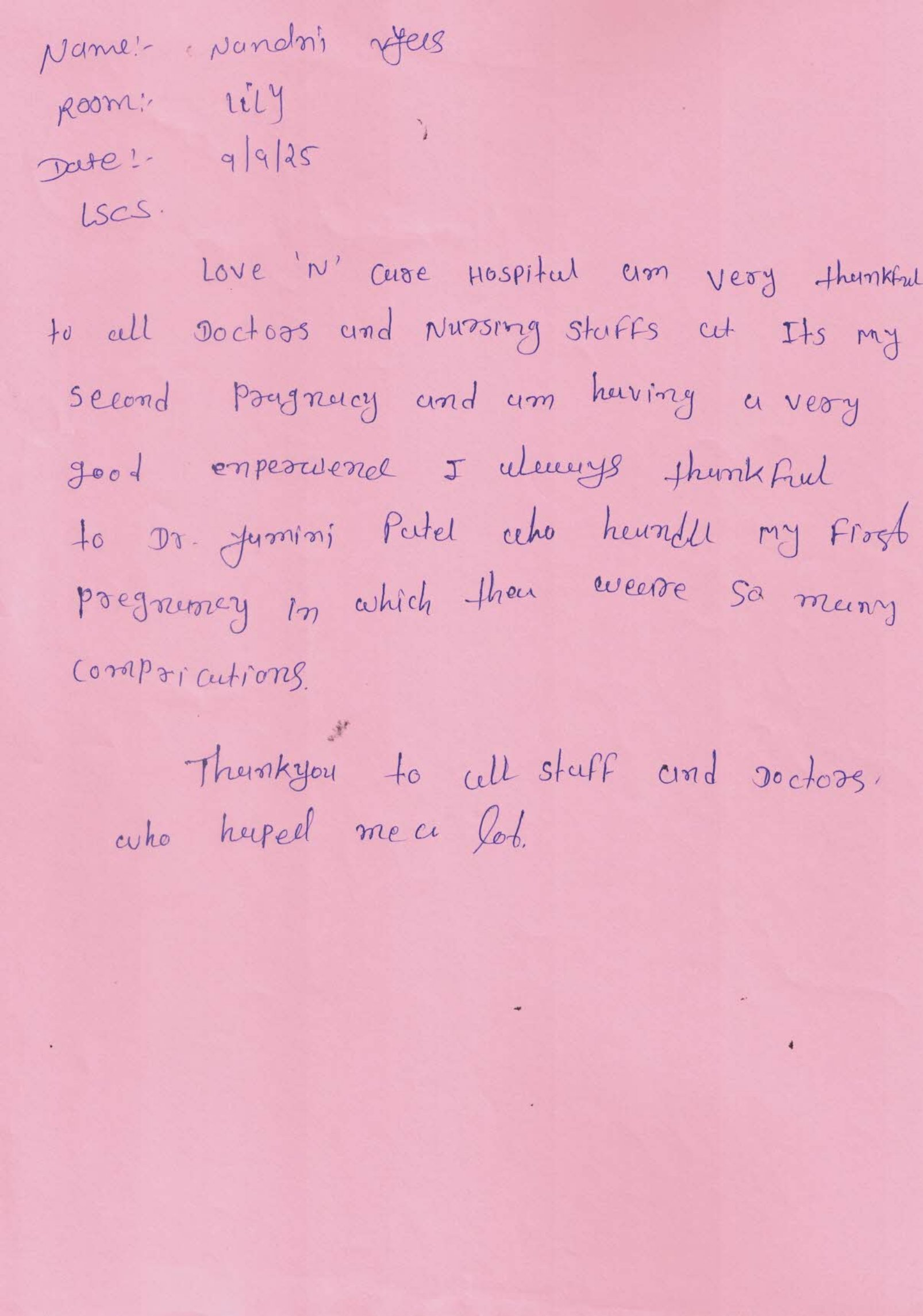 Patient Thank You Letter